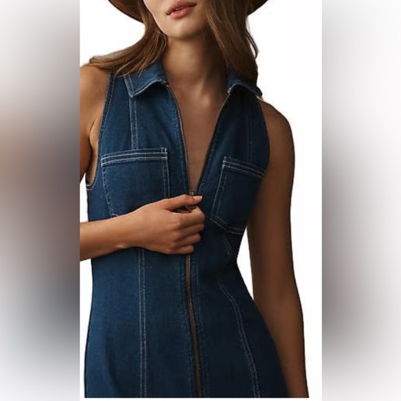 ANTHROPOLOGIE FITTED DENIM PILCRO MIDI DRESS COLOR DENIM DARK  XL NWT - Picture 6 of 14